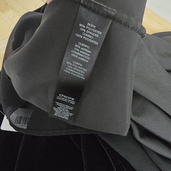 Chicos Travelers Top Size 3 XL Velvet Blouse Chiffon Hemline 3/4 Sleeve NWT - Picture 9 of 13